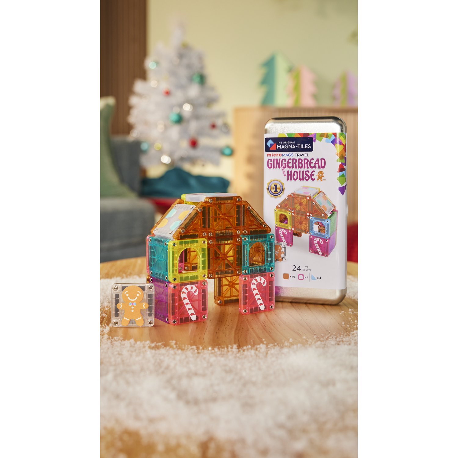 Alternative view of MAGNA-TILES®microMAGS Lebkuchenhaus Travel-Set, 24-teilig, magnetisch